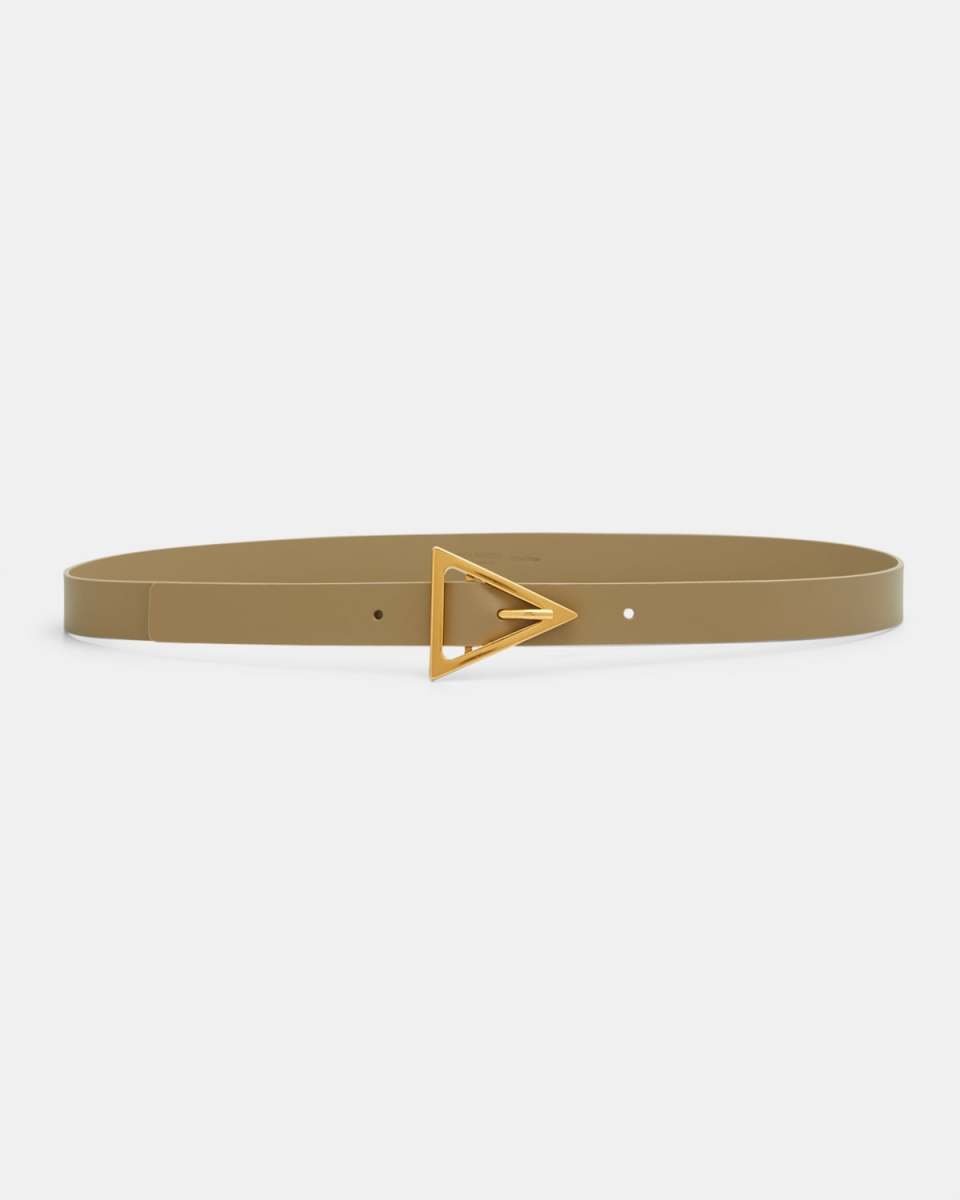 Triangle Buckle Skinny Leather Belt